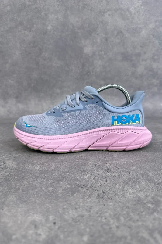 Hoka Arahi 7 Women’s Stability Running Shoes UK 5 Grey Pink Lime