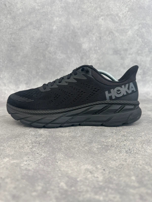 Hoka Clifton 7 Men’s Running Shoes UK 11 Triple Black Lightweight Cushioned