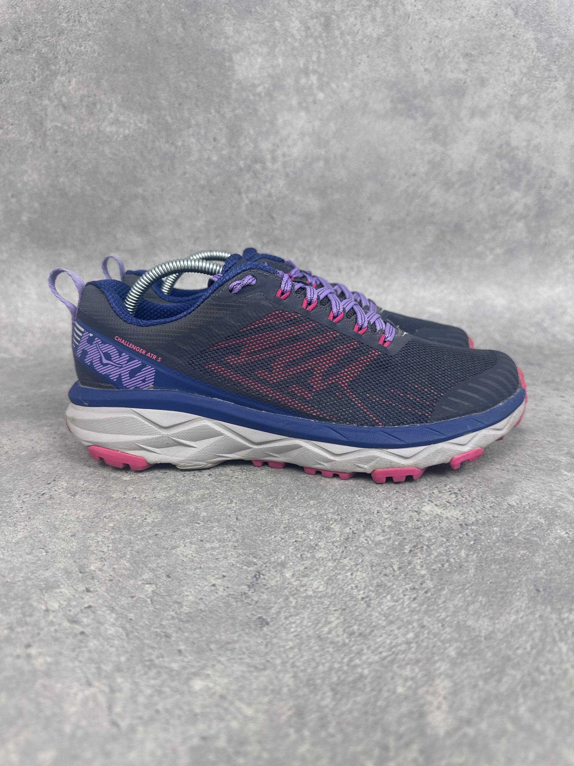 Hoka Challenger ATR 5 Trail Running Shoes Navy Purple Pink Womens UK6