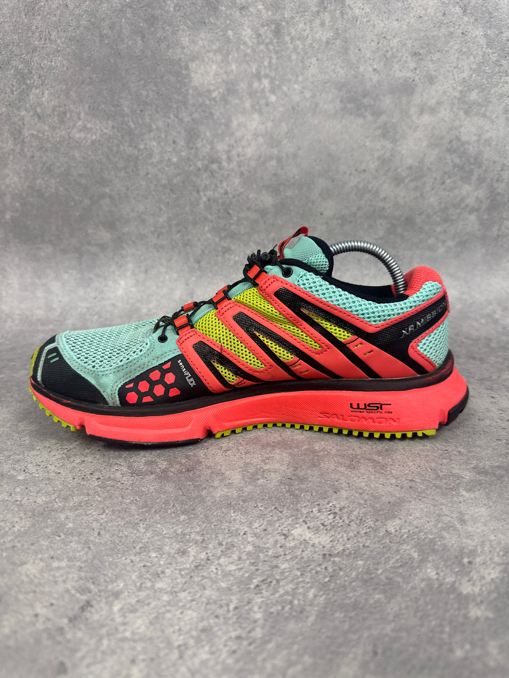 Salomon XR Mission Trail Running Shoes Teal Red Yellow Womens UK7.5