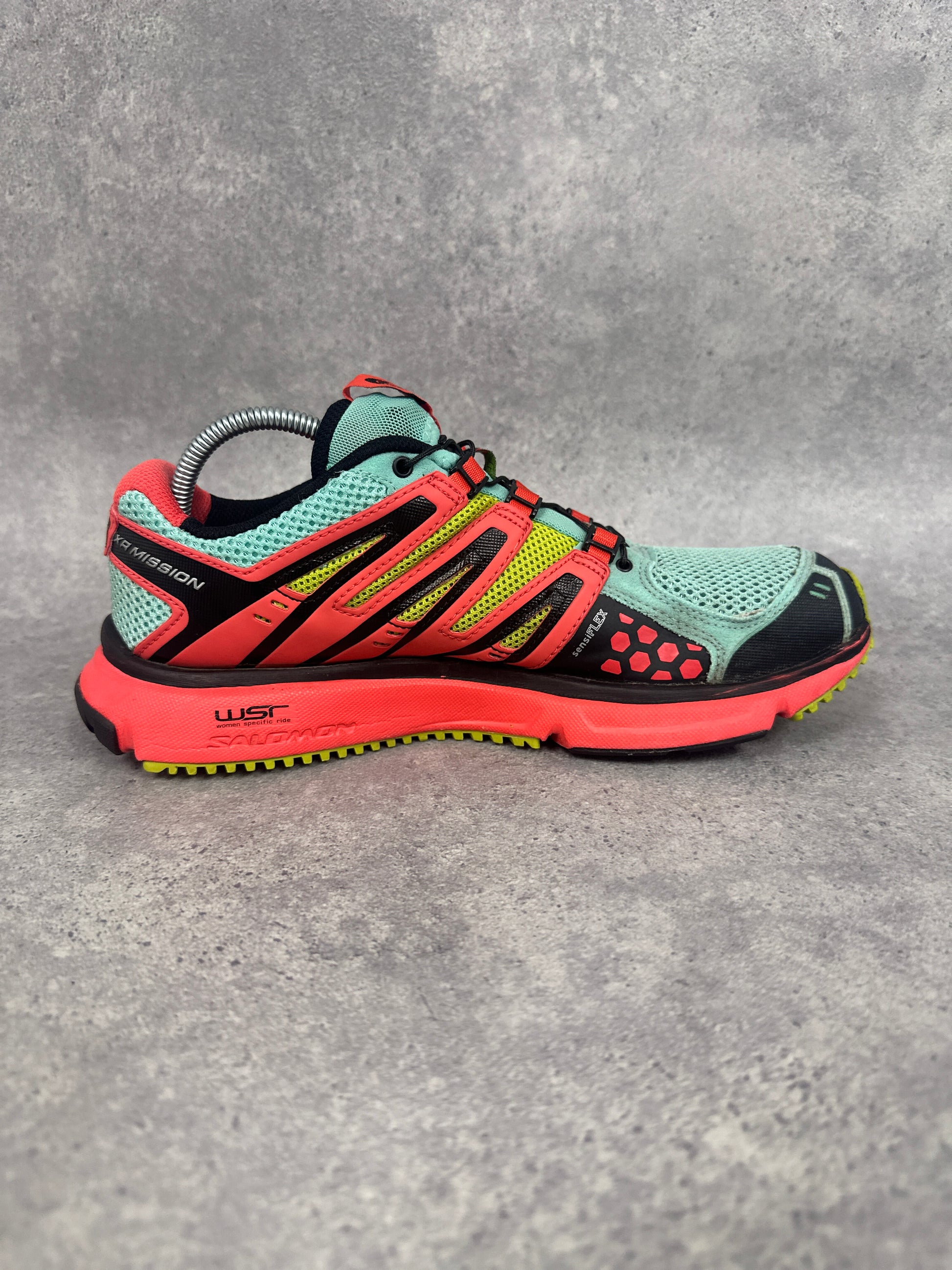 Salomon XR Mission Trail Running Shoes Teal Red Yellow Womens UK7.5