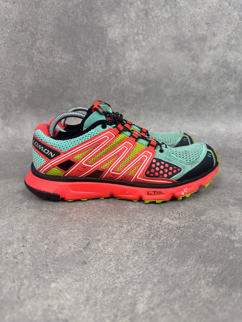 Salomon XR Mission Trail Running Shoes Teal Red Yellow Womens UK7.5