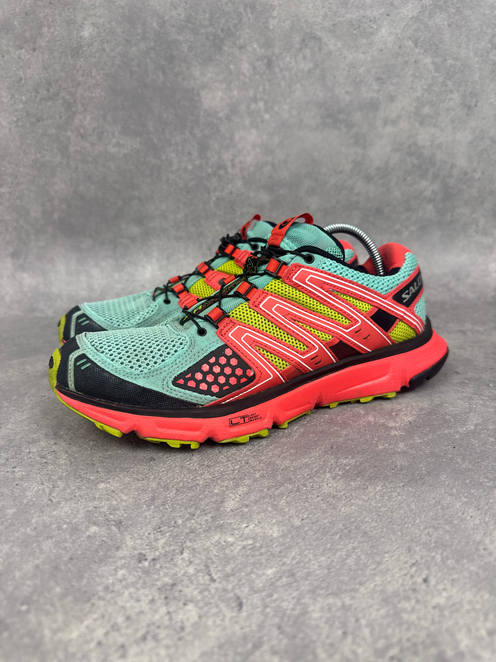 Salomon XR Mission Trail Running Shoes Teal Red Yellow Womens UK7.5