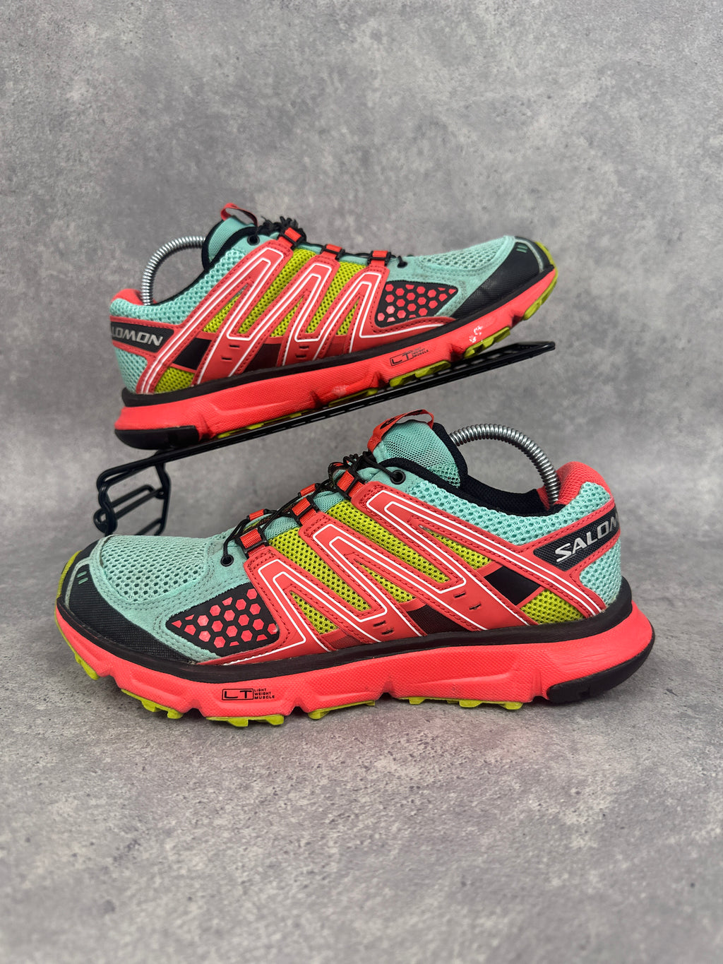 Salomon XR Mission Trail Running Shoes Teal Red Yellow Womens UK7.5
