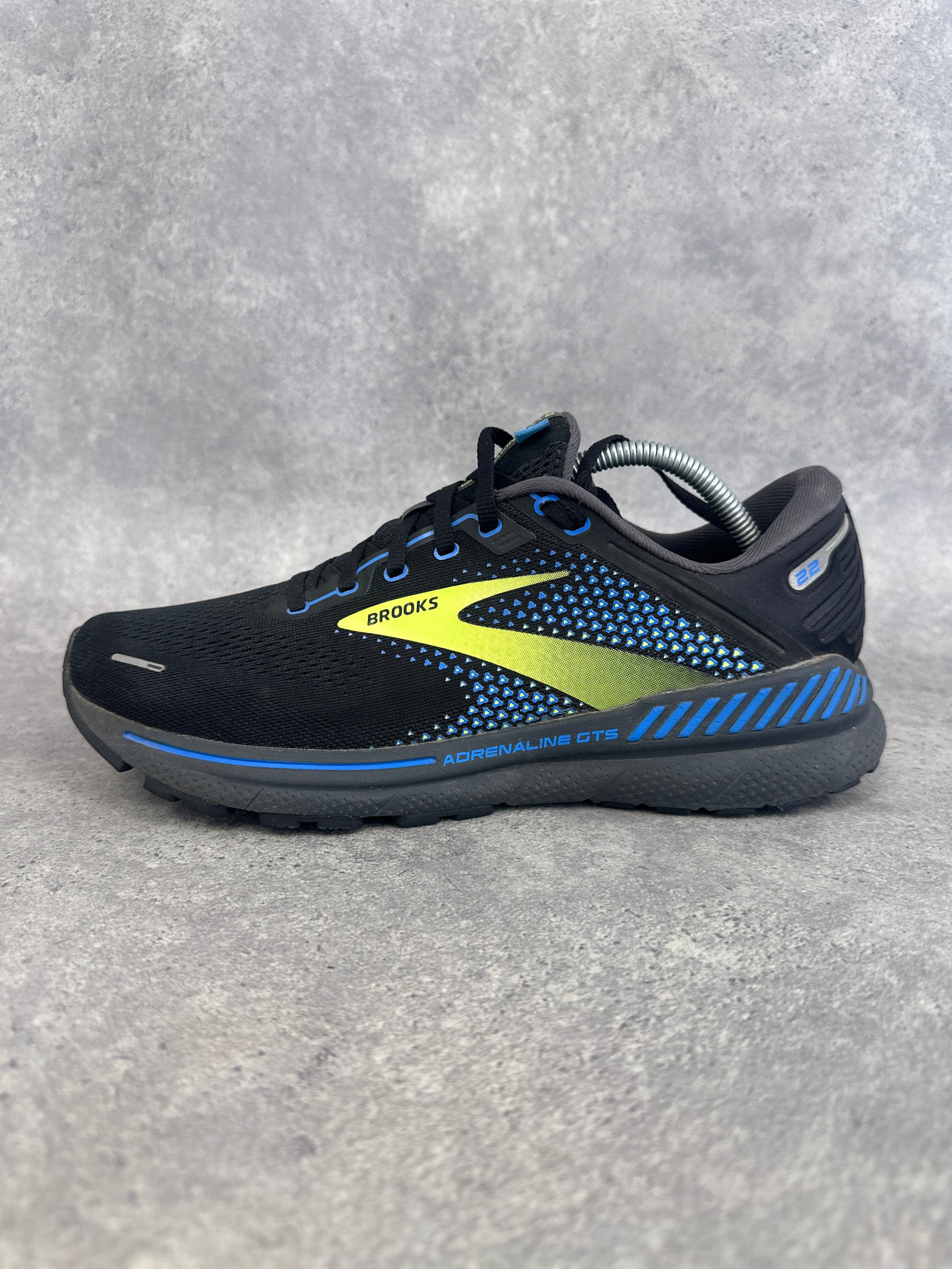 Brooks Adrenaline GTS 22 Running Shoes UK 9.5 Black Blue Yellow
