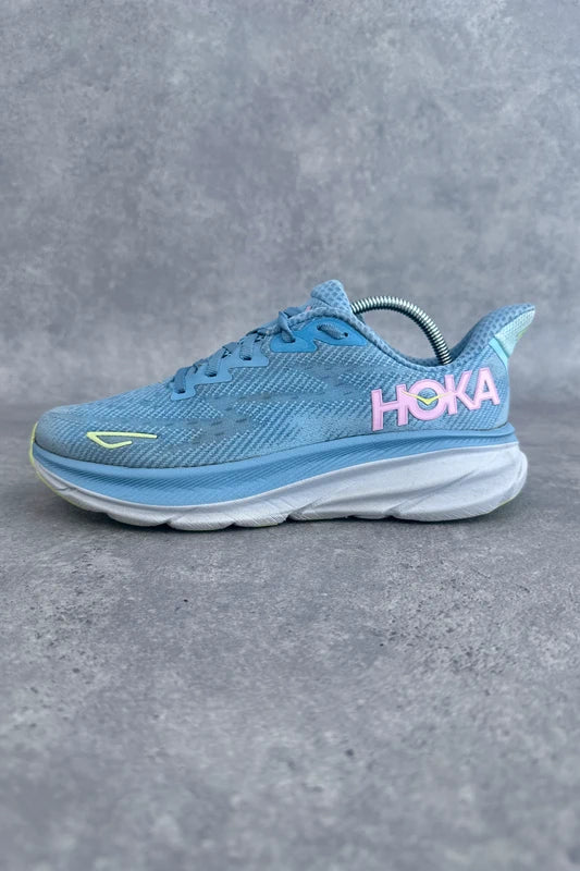 Hoka Clifton 9 Women’s Running Shoes UK 6 Blue Pink Neon Cushioned