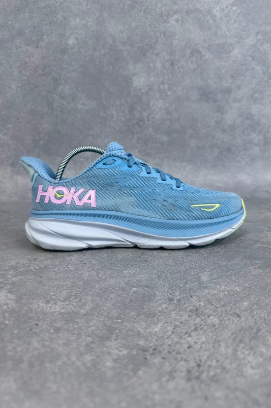 Hoka Clifton 9 Women’s Running Shoes UK 6 Blue Pink Neon Cushioned