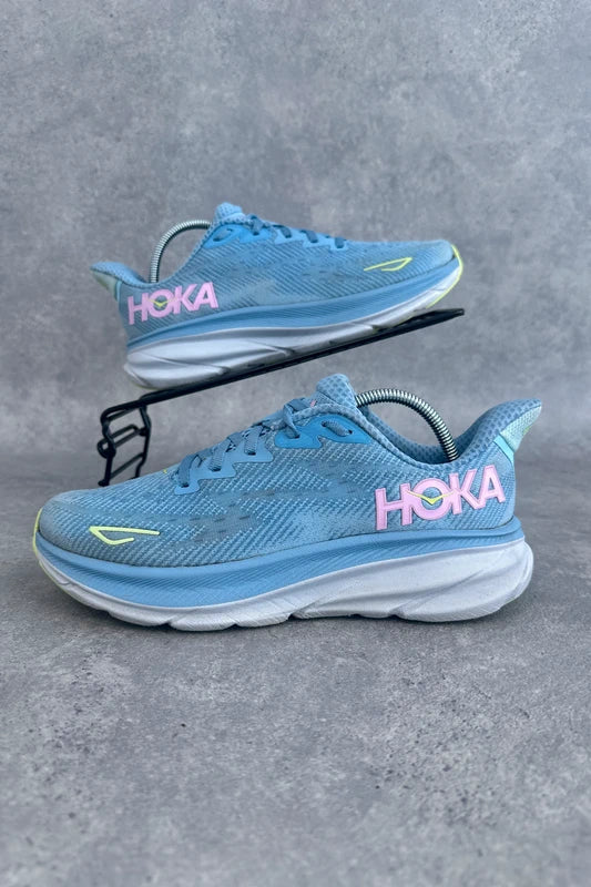 Hoka Clifton 9 Women’s Running Shoes UK 6 Blue Pink Neon Cushioned
