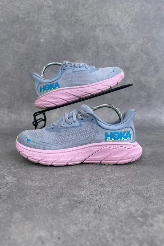 Hoka Arahi 7 Women’s Stability Running Shoes UK 5 Grey Pink Lime