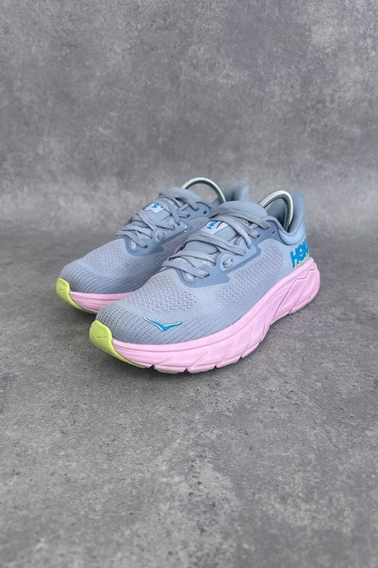 Hoka Arahi 7 Women’s Stability Running Shoes UK 5 Grey Pink Lime