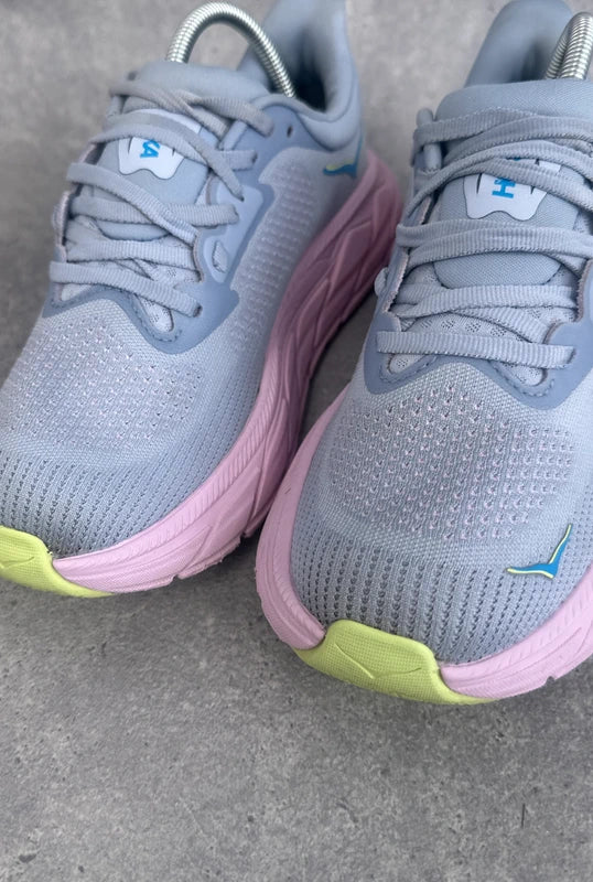 Hoka Arahi 7 Women’s Stability Running Shoes UK 5 Grey Pink Lime