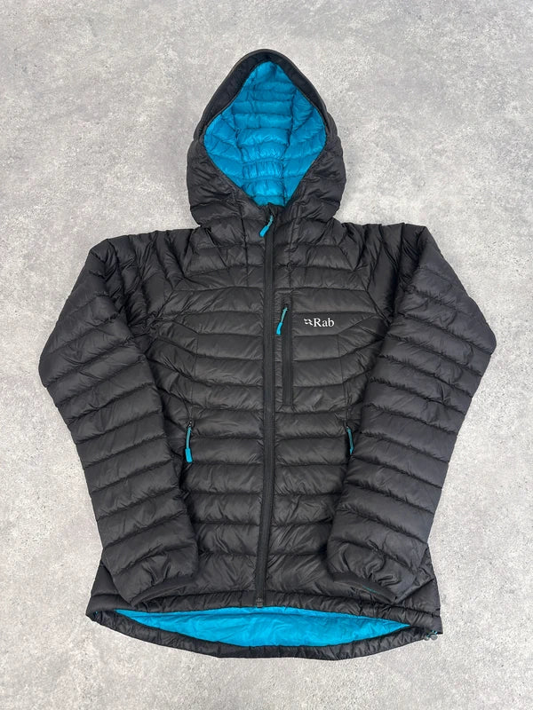 Rab Microlight Alpine Women’s Down Jacket UK 8 Black Blue Lightweight Warm