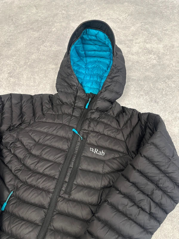 Rab Microlight Alpine Women’s Down Jacket UK 8 Black Blue Lightweight Warm