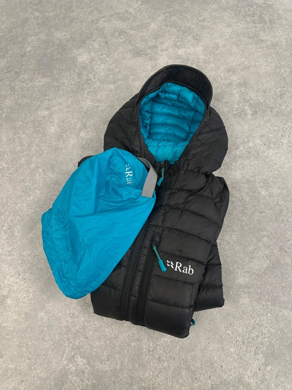 Rab Microlight Alpine Women’s Down Jacket UK 8 Black Blue Lightweight Warm