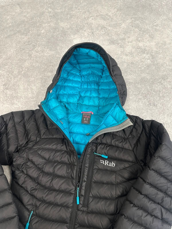 Rab Microlight Alpine Women’s Down Jacket UK 8 Black Blue Lightweight Warm