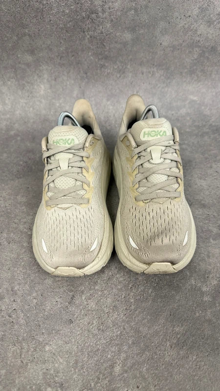 Hoka Clifton 8 Women’s Running Shoes UK 4.5 Cream White Mint Green