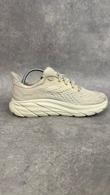 Hoka Clifton 8 Women’s Running Shoes UK 4.5 Cream White Mint Green