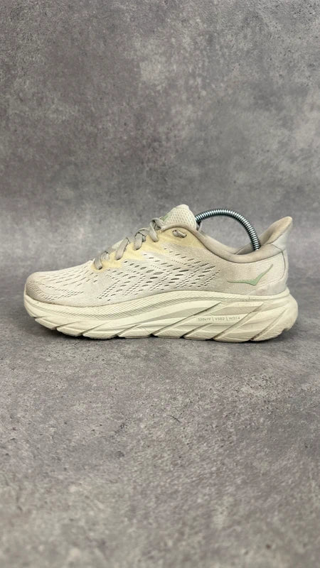 Hoka Clifton 8 Women’s Running Shoes UK 4.5 Cream White Mint Green