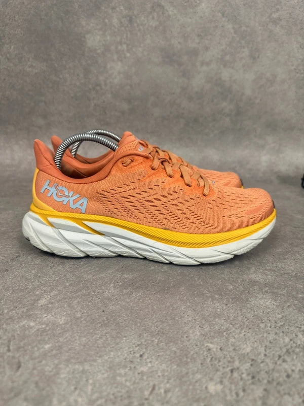 Hoka Clifton 8 Running Shoes Orange Yellow Womens UK5