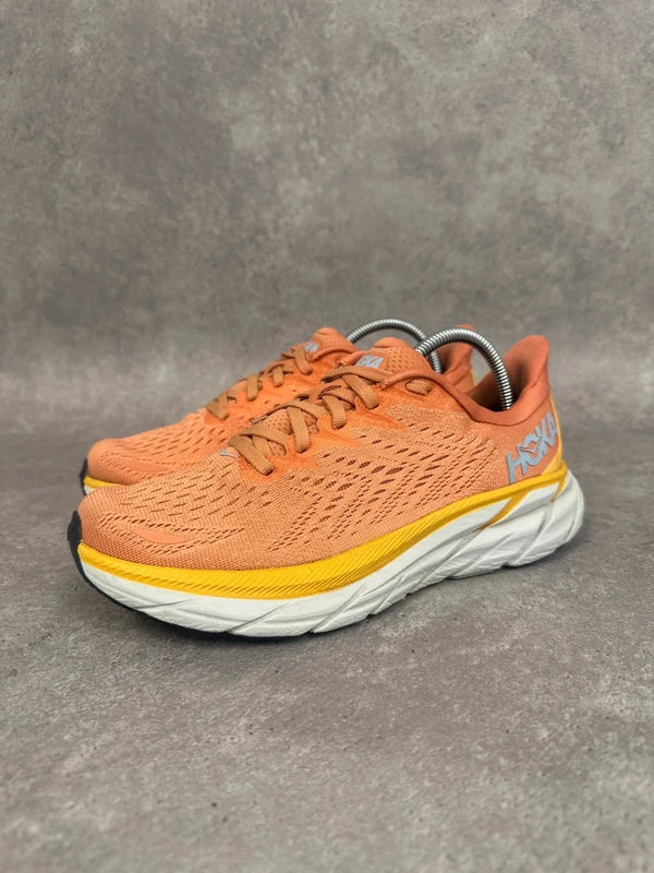 Hoka Clifton 8 Running Shoes Orange Yellow Womens UK5