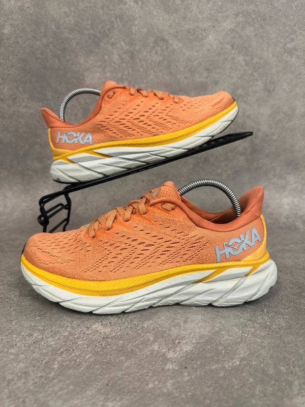Hoka Clifton 8 Running Shoes Orange Yellow Womens UK5