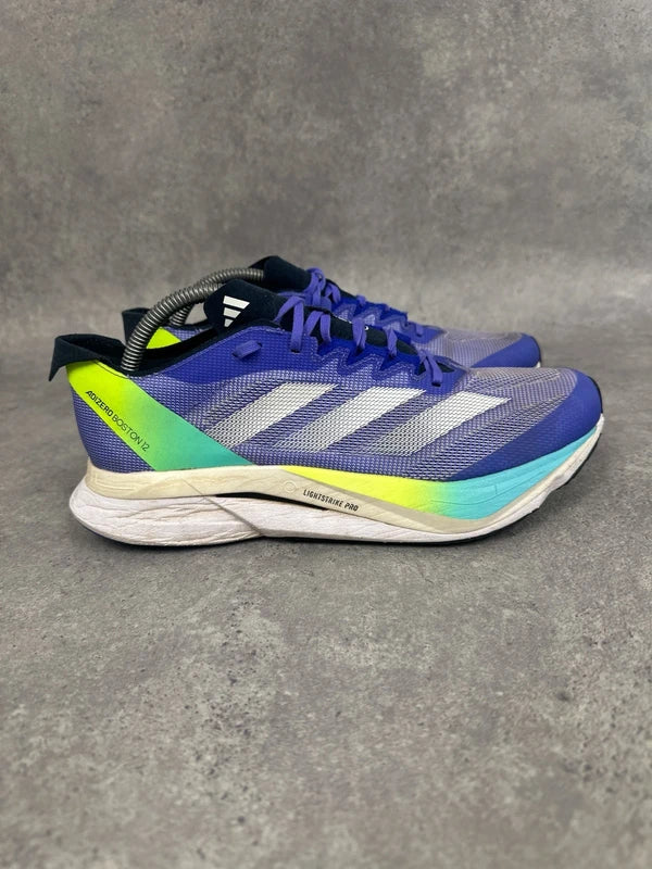 Adidas Adizero Boston 12 Running Shoes Blue Neon Mens UK8