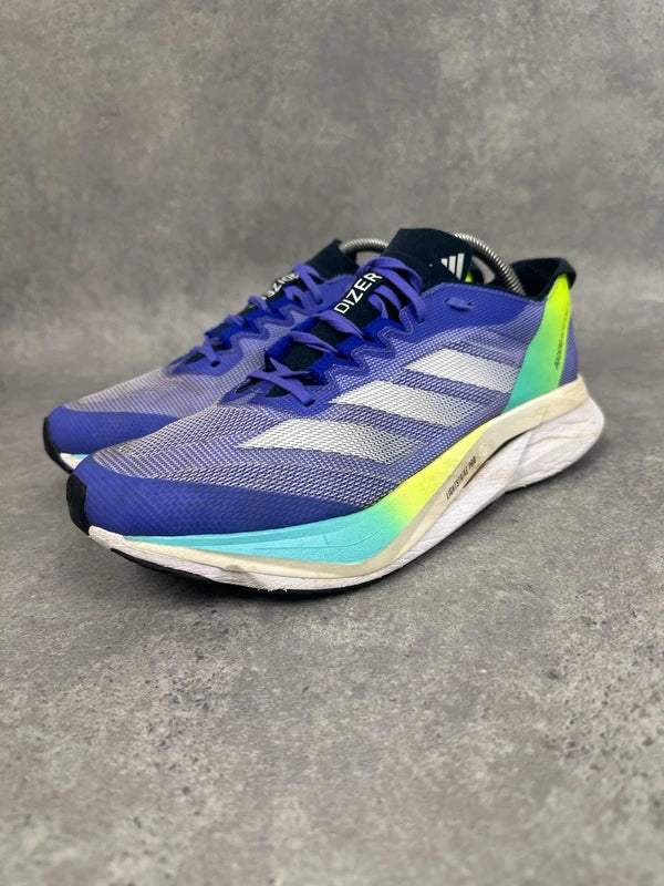 Adidas Adizero Boston 12 Running Shoes Blue Neon Mens UK8