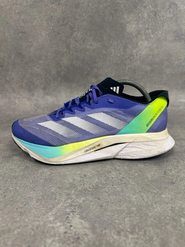Adidas Adizero Boston 12 Running Shoes Blue Neon Mens UK8