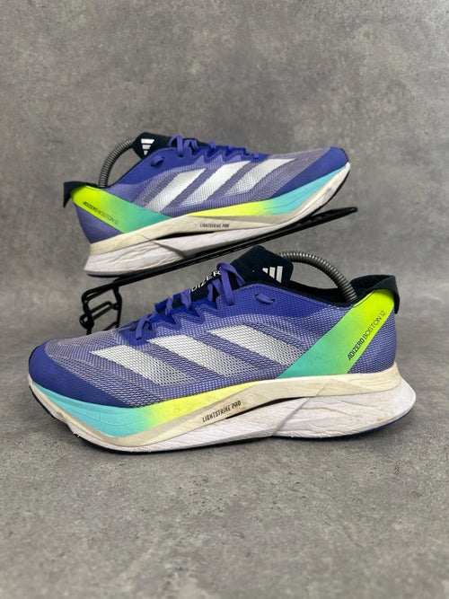 Adidas Adizero Boston 12 Running Shoes Blue Neon Mens UK8