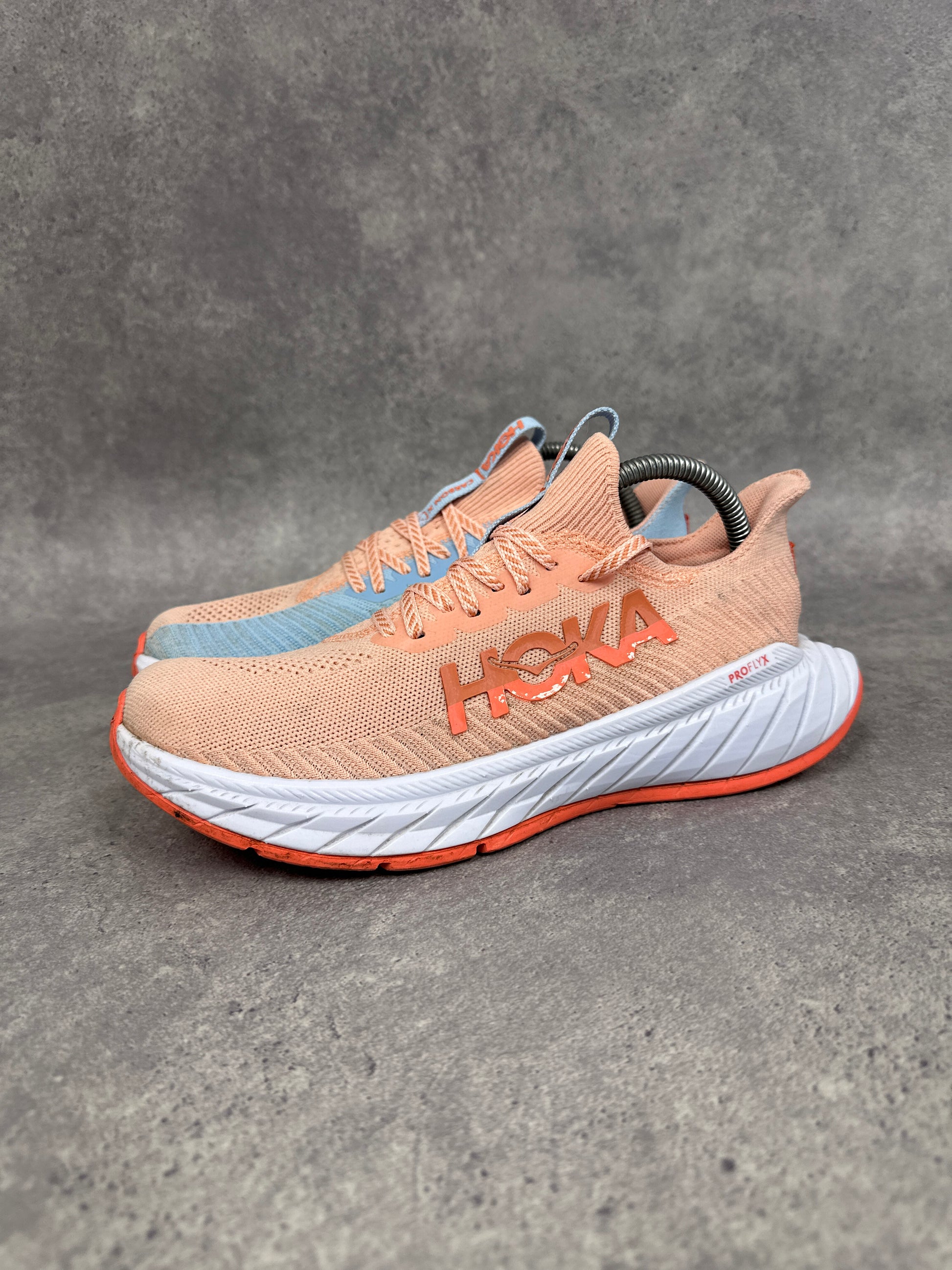 Hoka Carbon X 3 Running Shoes Peach Blue Womens UK7.5