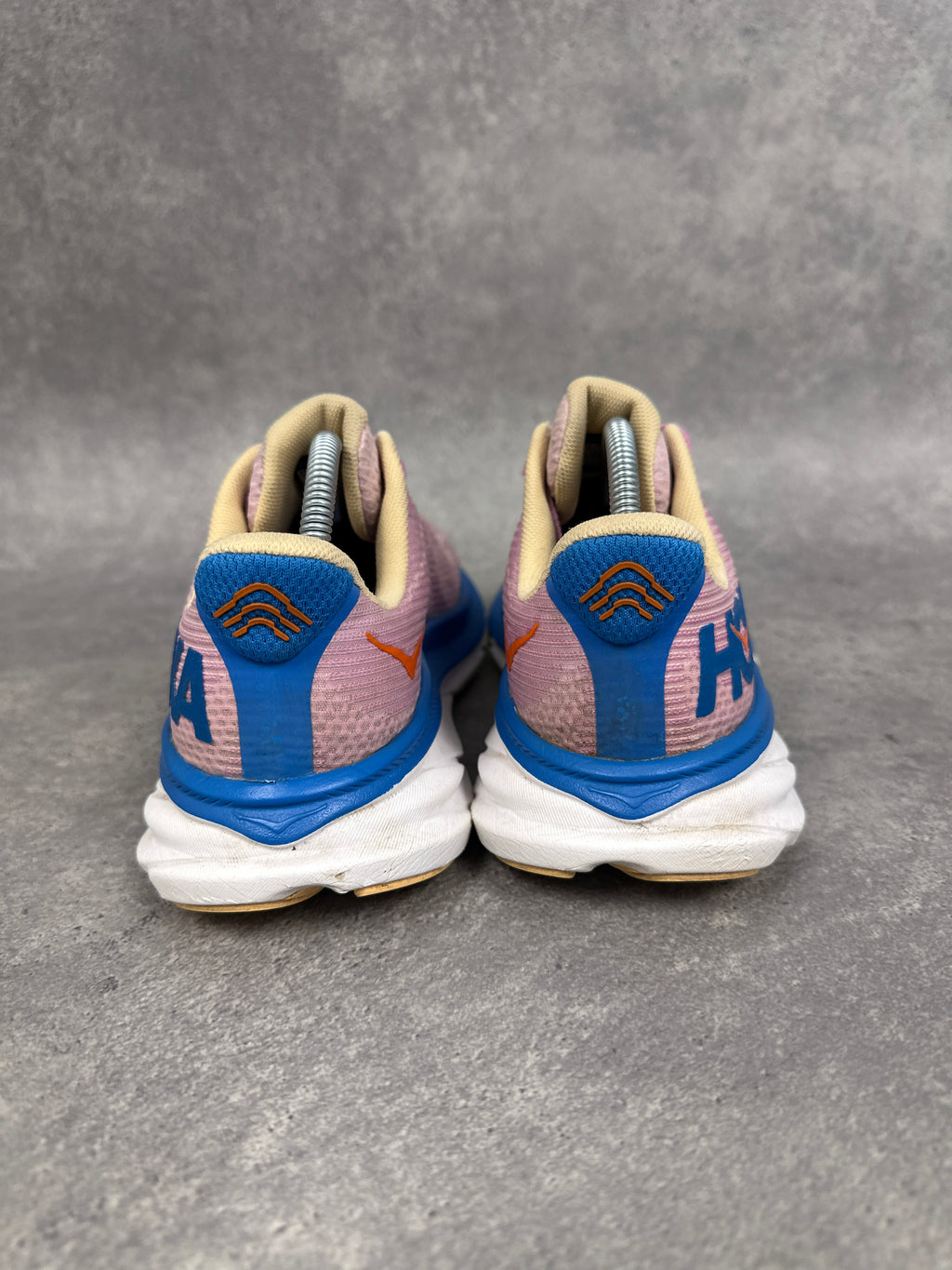 Hoka Clifton 9 Running Shoes Pink Blue Youth UK5