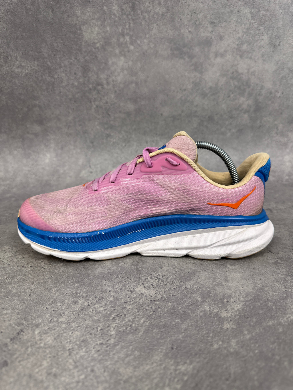Hoka Clifton 9 Running Shoes Pink Blue Youth UK5
