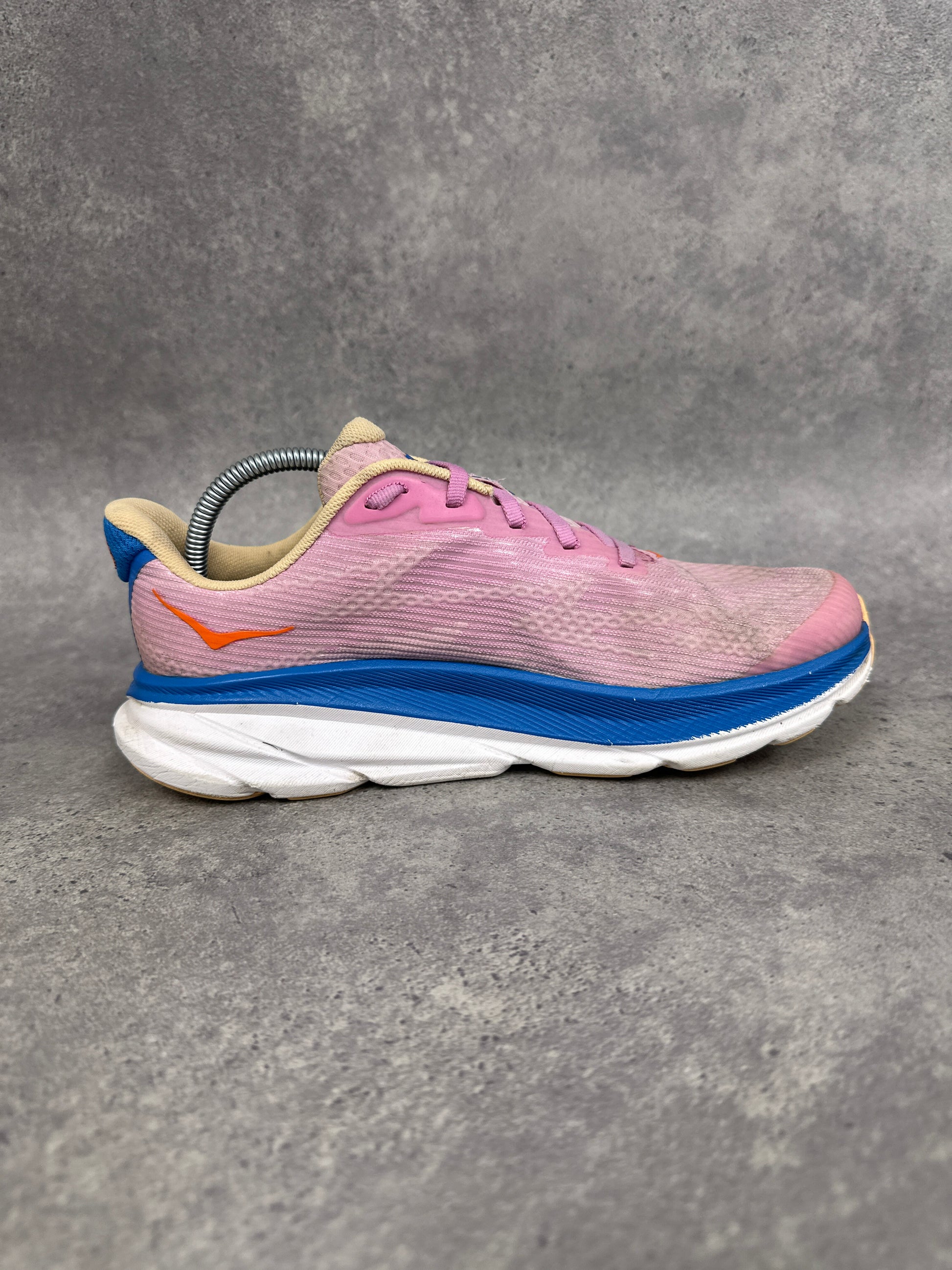 Hoka Clifton 9 Running Shoes Pink Blue Youth UK5