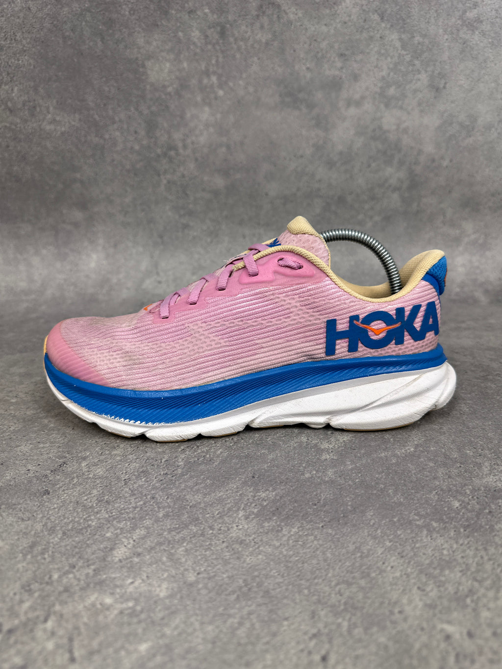 Hoka Clifton 9 Running Shoes Pink Blue Youth UK5