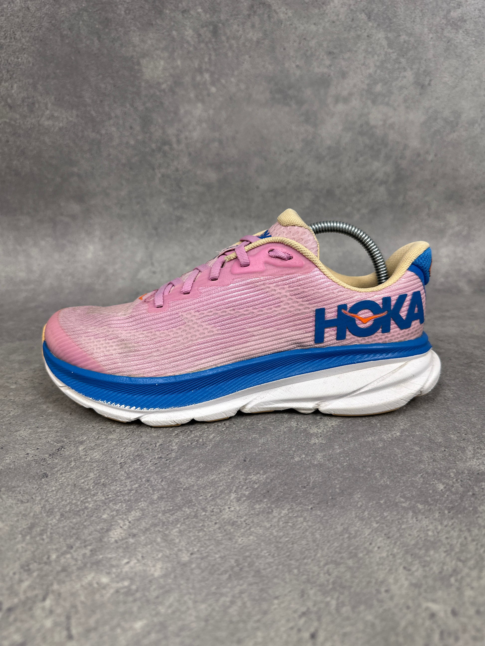 Hoka Clifton 9 Running Shoes Pink Blue Youth UK5