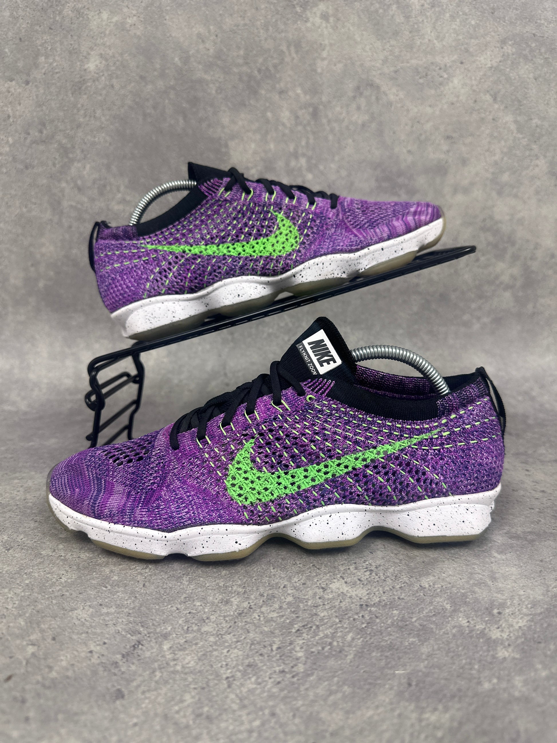 Nike Flyknit Zoom Running Shoes Purple Green Womens UK6