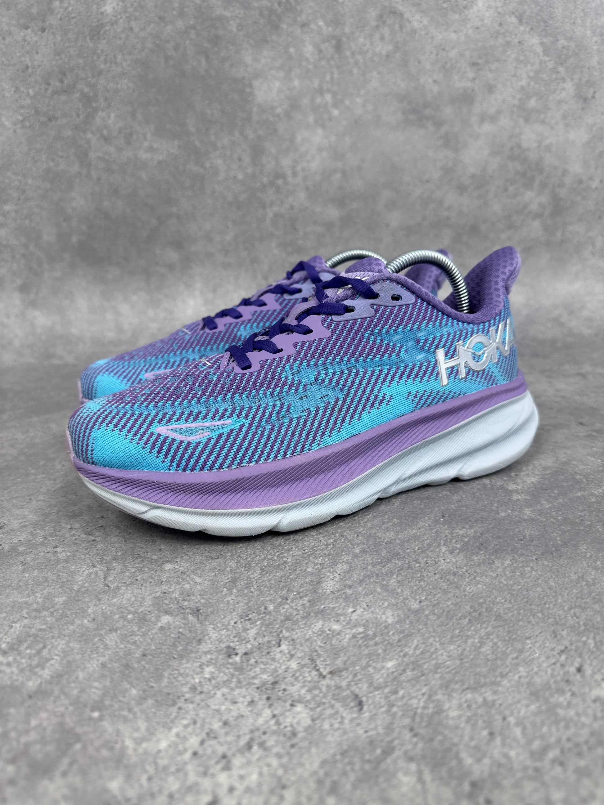 Hoka Clifton 9 Running Shoes Purple Blue Womens UK4.5