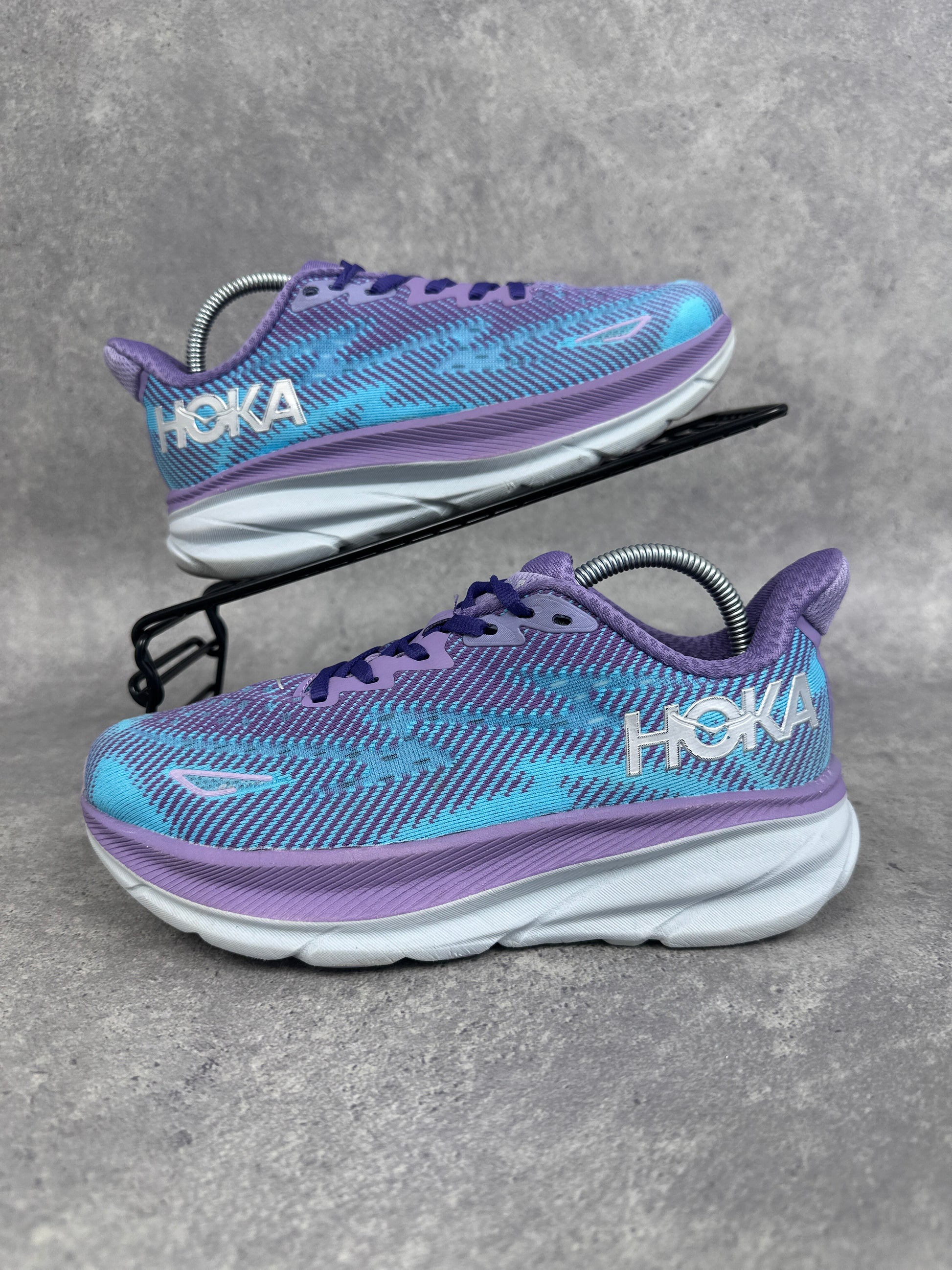 Hoka Clifton 9 Running Shoes Purple Blue Womens UK4.5