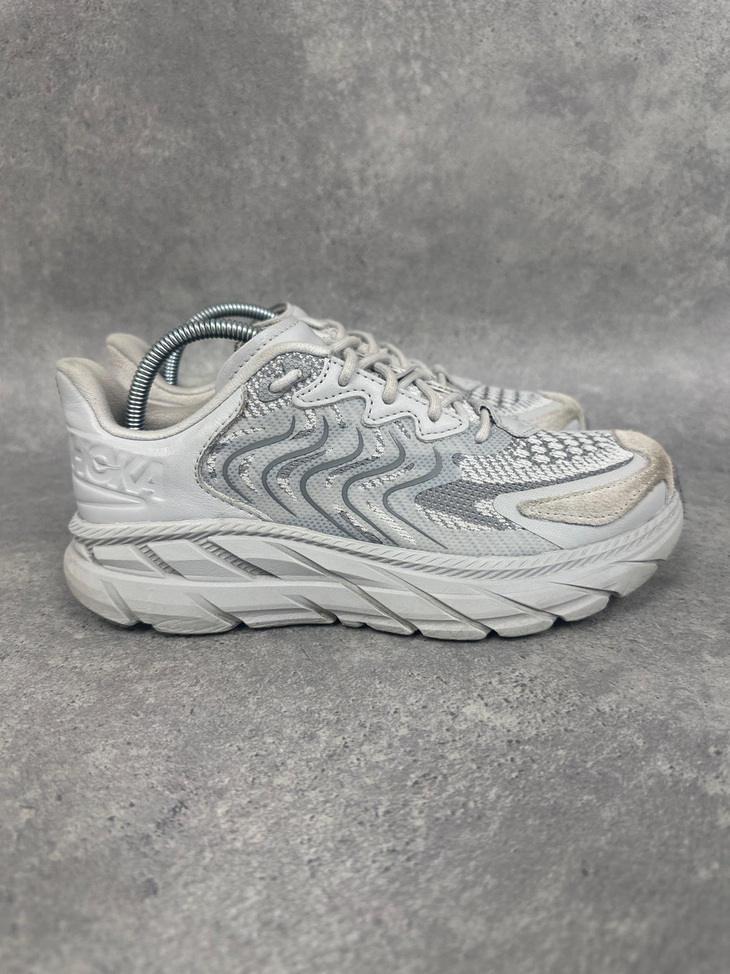 Hoka Clifton LS Trainers White Grey Womens UK5