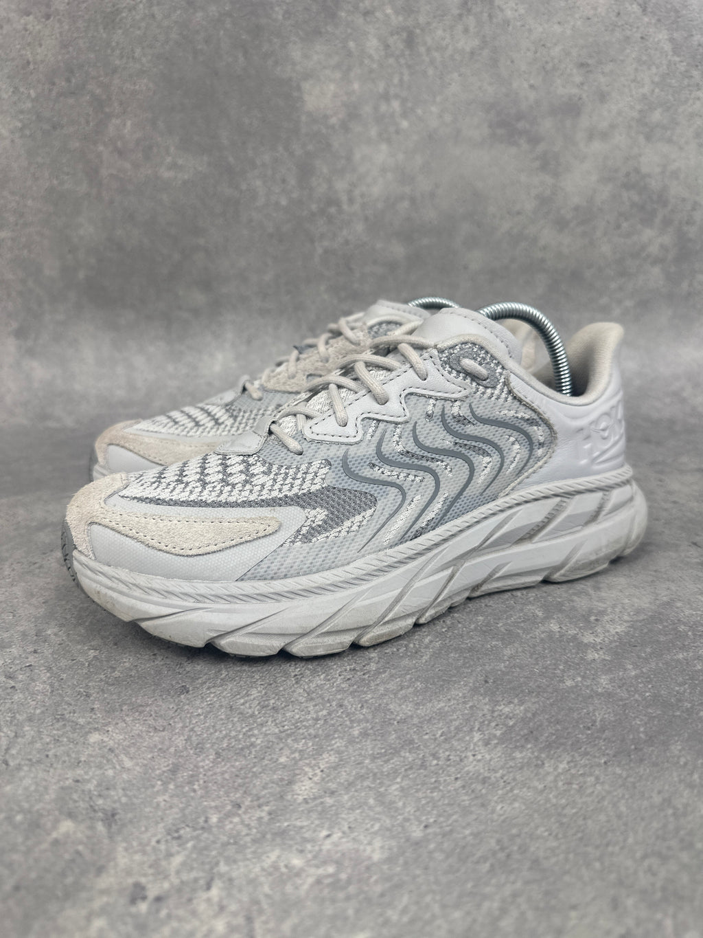 Hoka Clifton LS Trainers White Grey Womens UK5