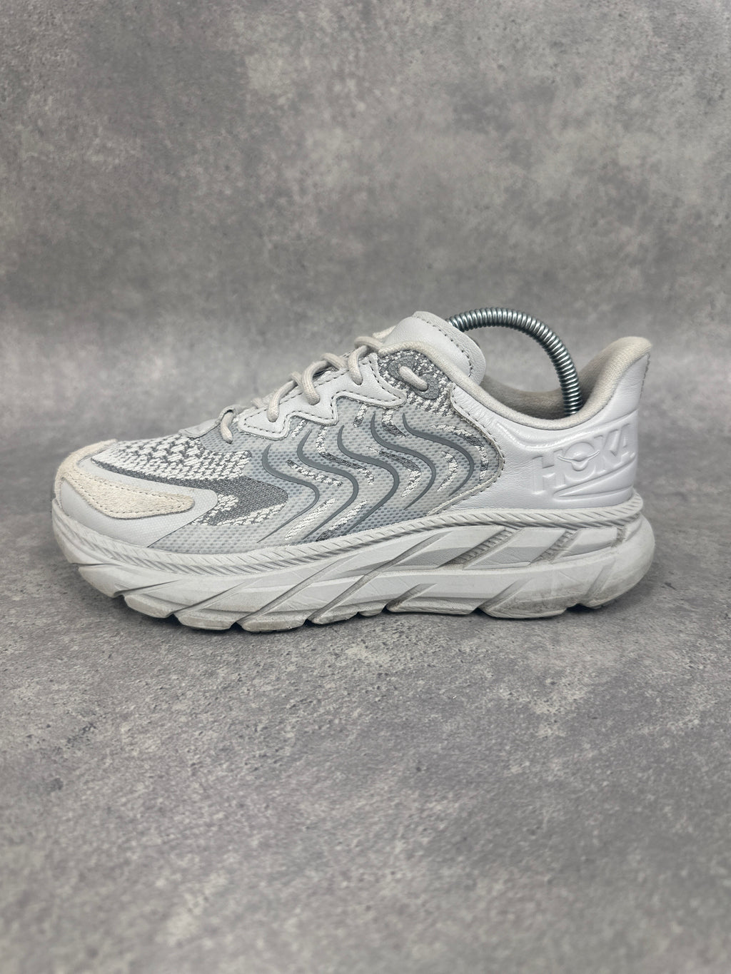 Hoka Clifton LS Trainers White Grey Womens UK5